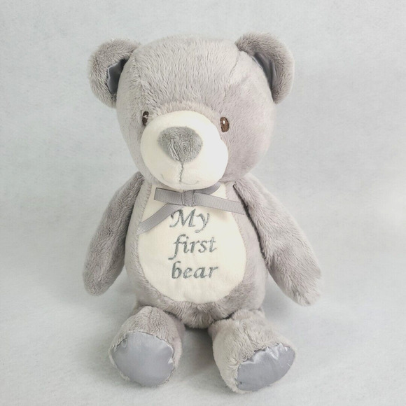 Kellytoy My First Teddy Bear Plush Gray Grey 10" Rattle Lovey Stuffed Animal Toy - Picture 1 of 10